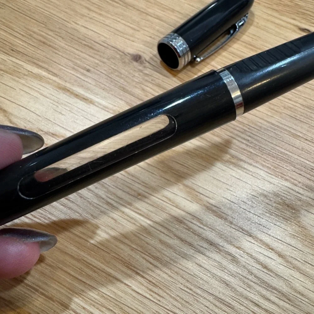 Sheaffer Fountain Pen Black with Chrome Trim Fine Nib Ink Window Fine Point